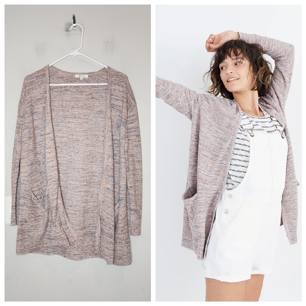 Madewell Marled Summer Ryder Cardigan Sweater. Size XS. Pockets. Blue orange.